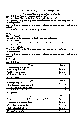 Đề kiểm tra học kì I môn Sinh hoc 7